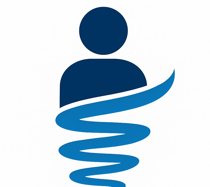 Talentspring Staffing company logo, blue and green abstract spring